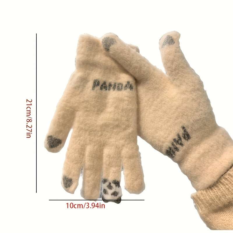 1 Pair Beige One Size Warm Gloves