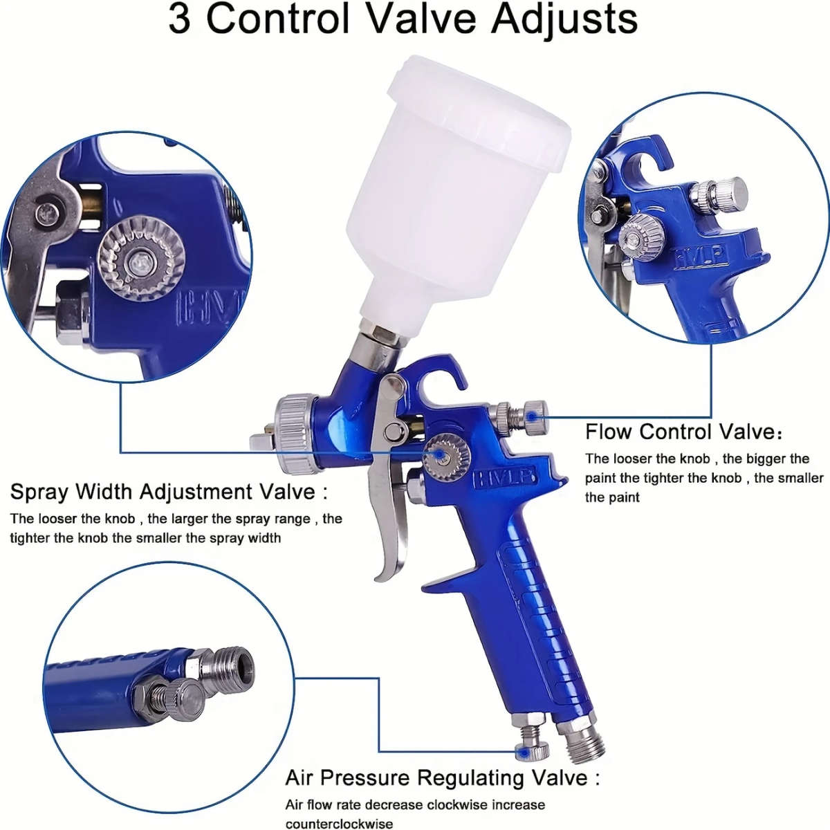 1pc H-2000 Professional Mini Spray Gun for Small Repairs 1.0 Nozzle 250ml Paint Pot Manual Operation