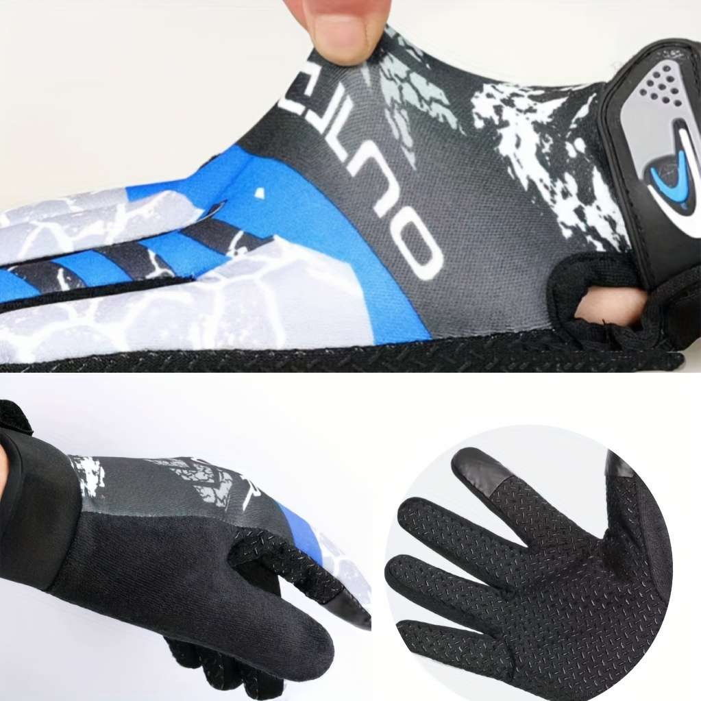 1 Pair Maple Leaf Blue One Size Outdoor Sports Gloves