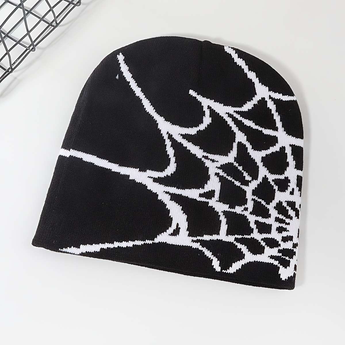 1pc Spider Web Knitted Beanie Hat Soft Lightweight Elastic and Warm Unisex Fashion Hat for Hal