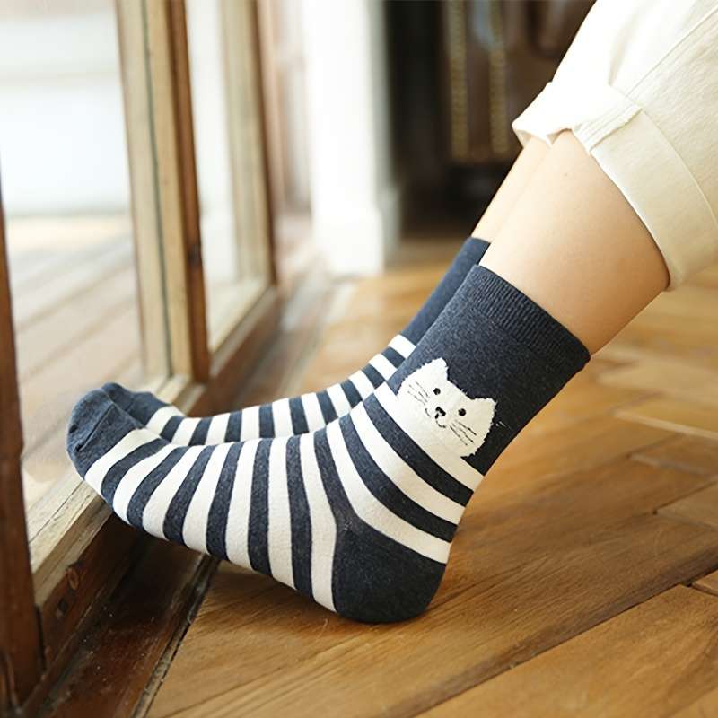 5 Pairs Cat Sock Us 5 8?? Uk 2.5 5??? Eu 35 38