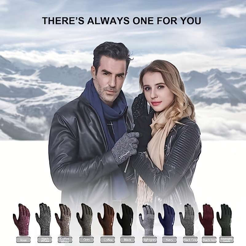 1 Pair Brown Warm Gloves