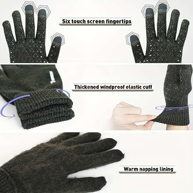 1 Pair Brown Warm Gloves