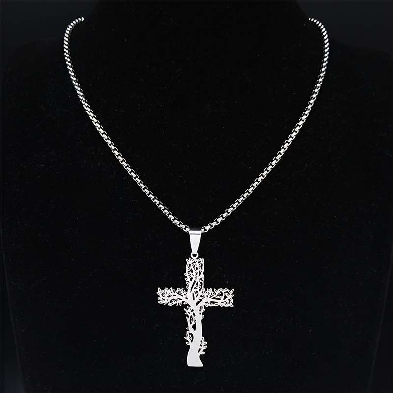 1 Piece Silvery 50 Cm BOX SR Jesus Theme Pendant