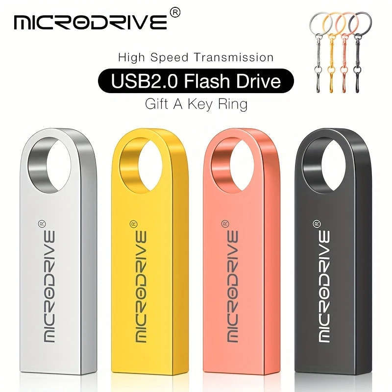 1pc High-Speed USB 2.0 Flash Drive 64GB Storage Options Portable USB Memory Stick with Key Ring