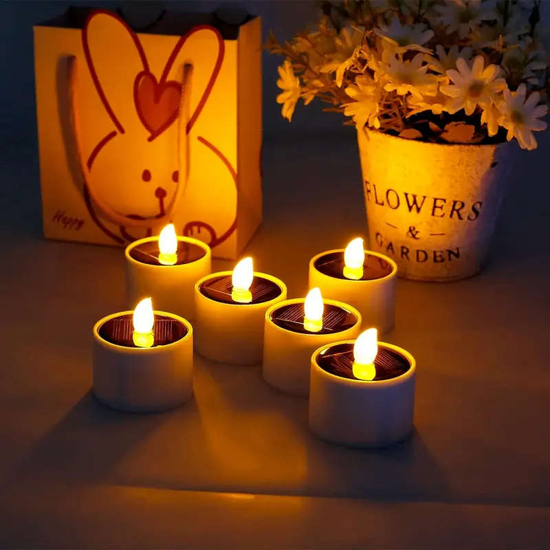 6pcs White Solar Candle Lights