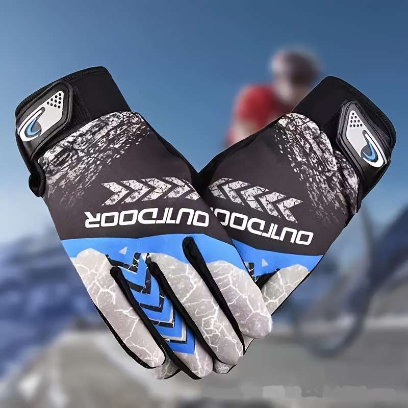 1 Pair Maple Leaf Blue One Size Outdoor Sports Gloves