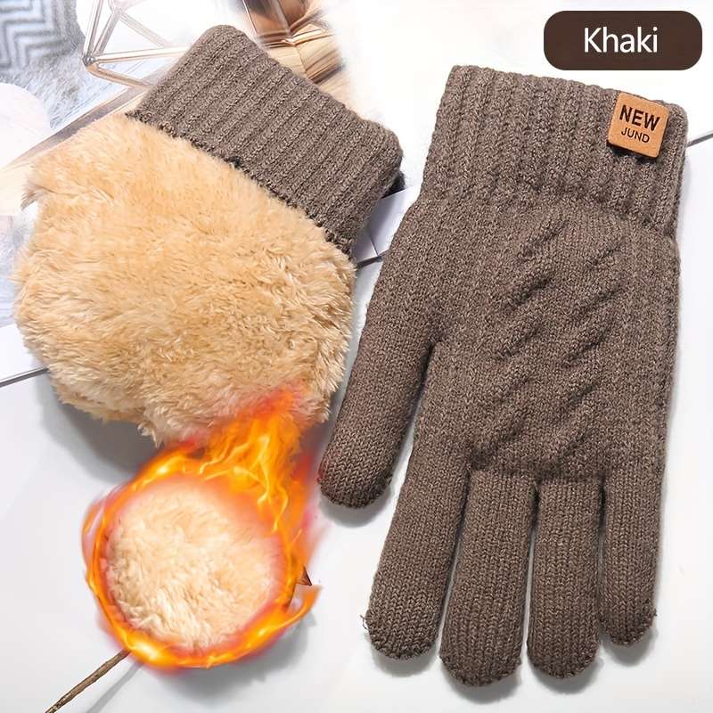 1 Pair One Size Items Double Thickened Grey Warm Gloves