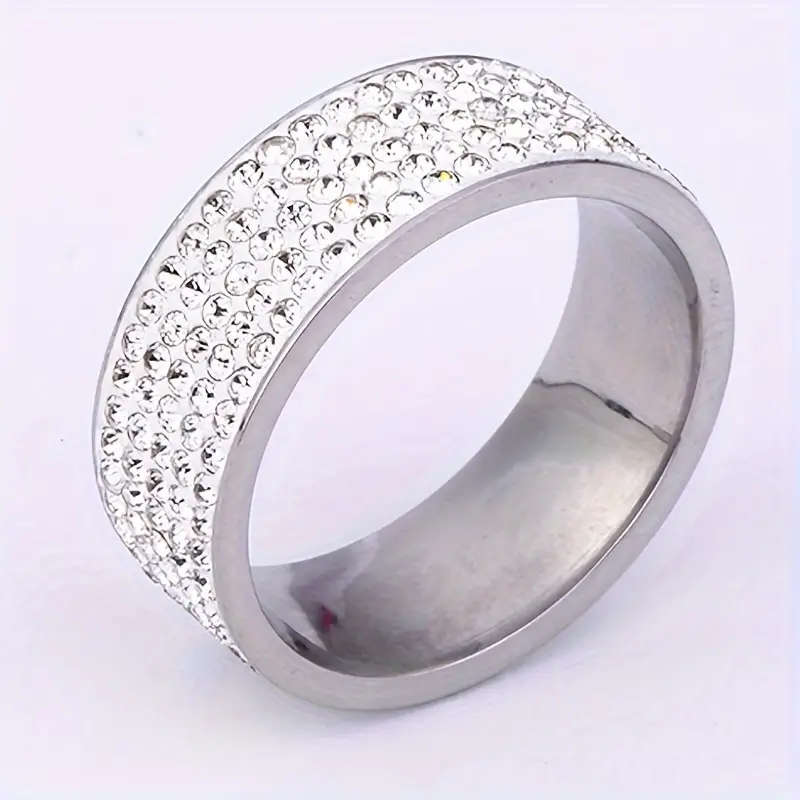 Titanium Ring Inlaid with Artificial Diamond
