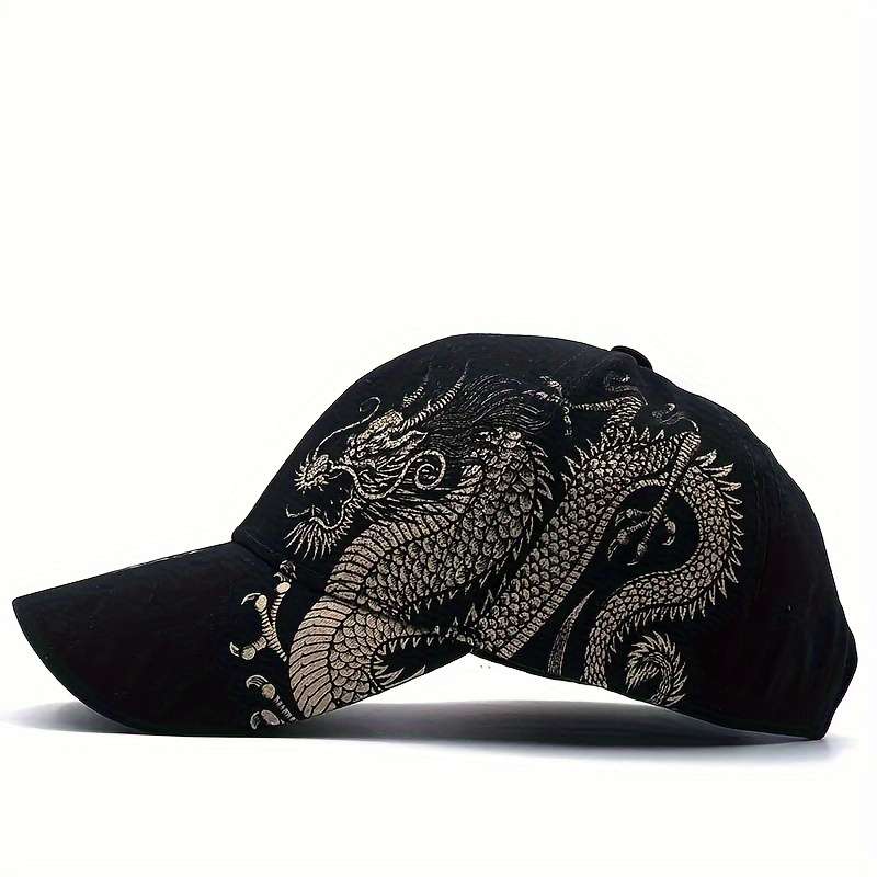 Hat Oriental Dragon Peaked Cap Black
