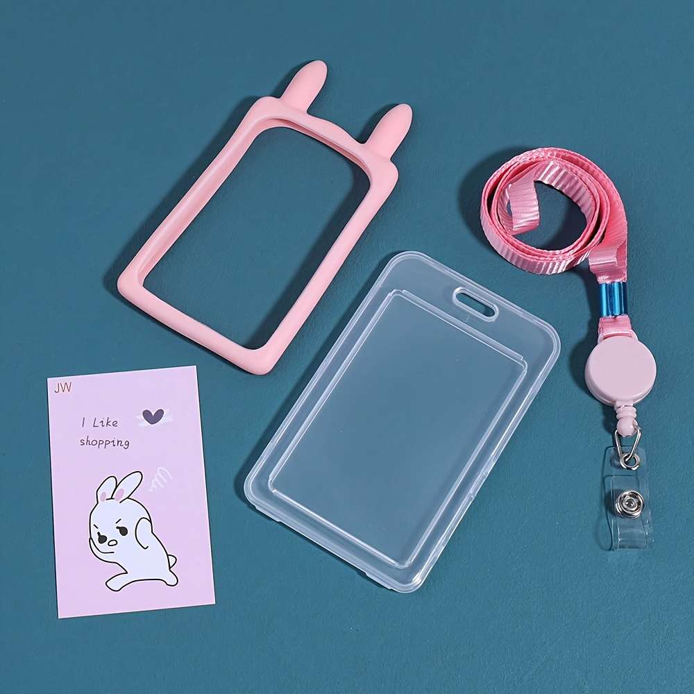 1pc 1pc Rabbit Ear-shaped Card Holder Versatile And Fashionable Can Be Used For Student ID Adul