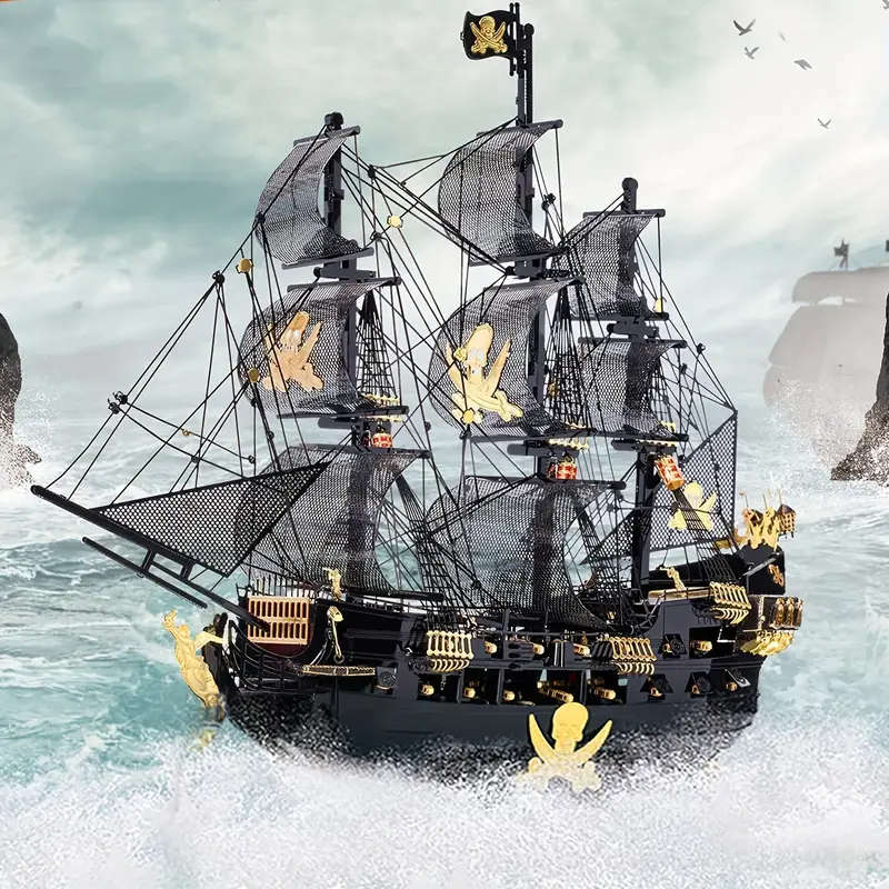 Metal 3D Jigsaw Puzzle Flying Dutchman Pirate Ship Model Set