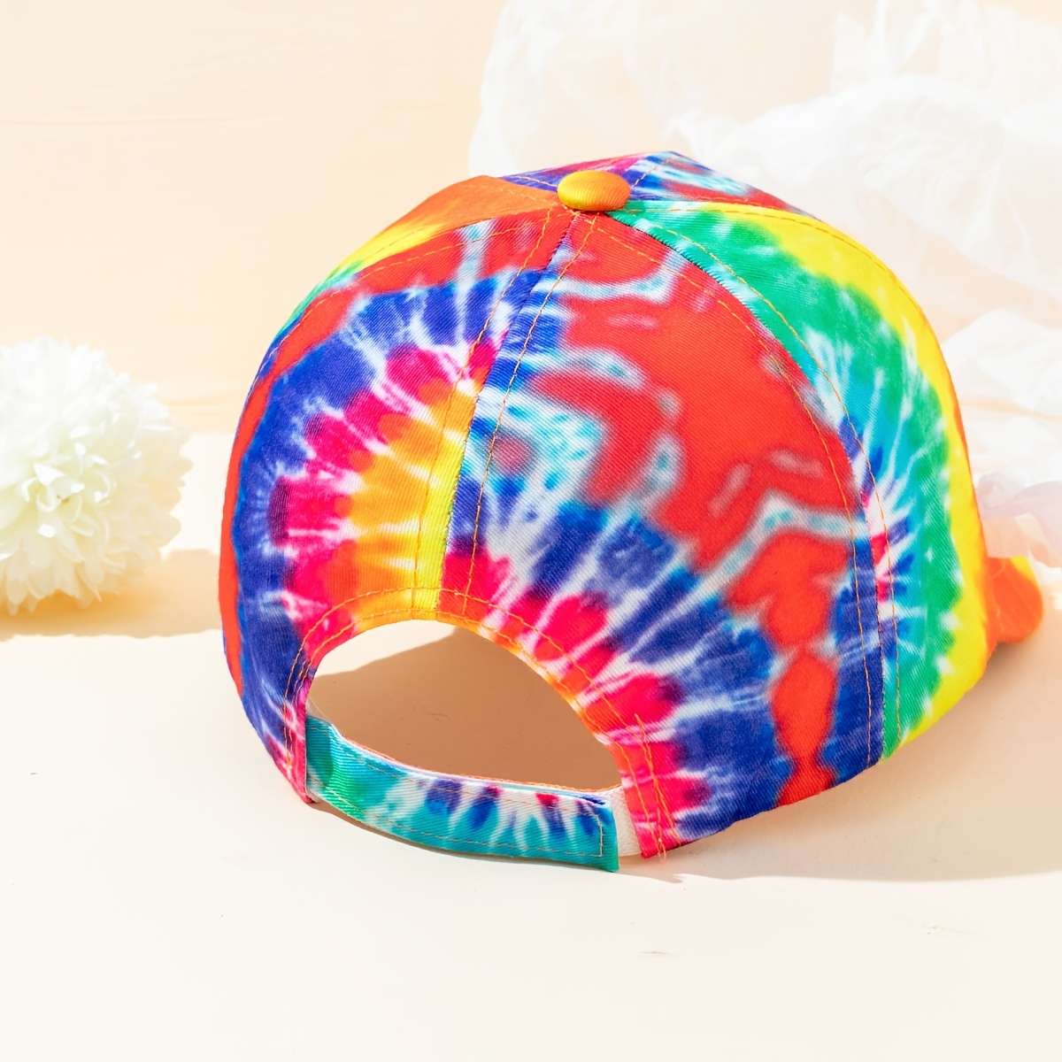 Tie-Dye Baseball Cap Vibrant Multicolor Adjustable Fit Lightweight Polyester Casual Outdo