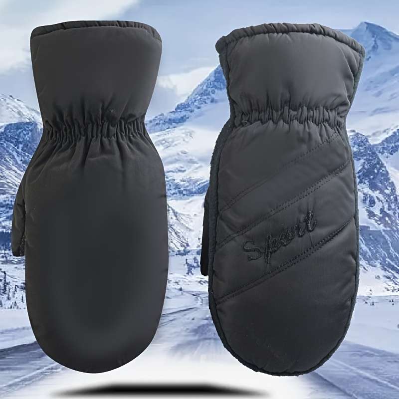 1 Pair Black Reinforcement Warm Gloves