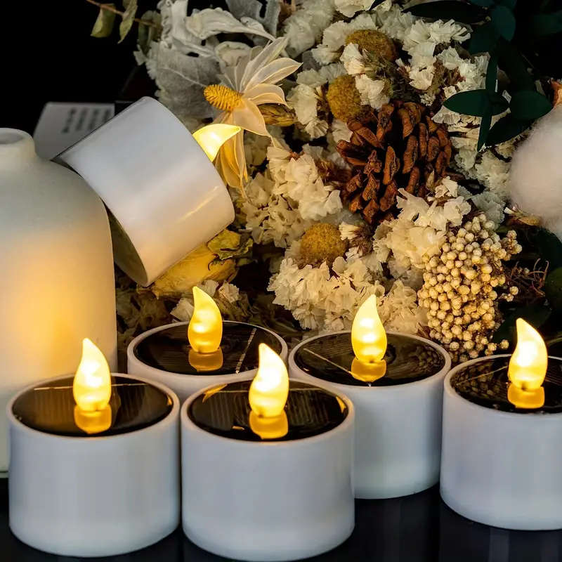 6pcs White Solar Candle Lights
