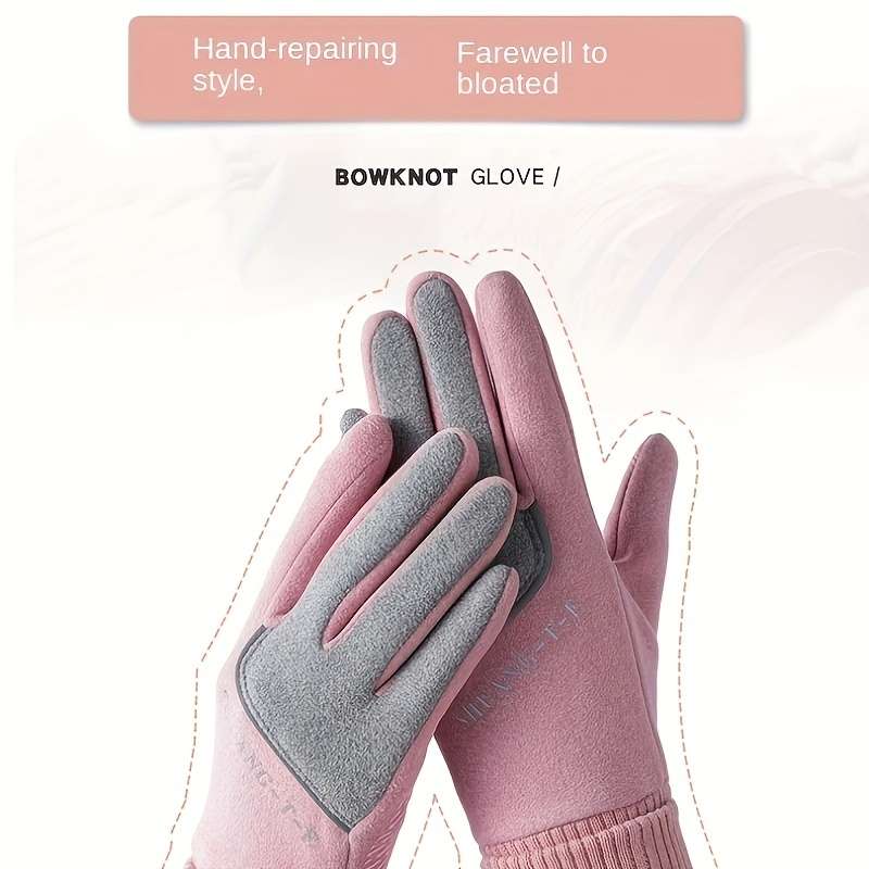 1 Pair Pink One Size Warm Gloves