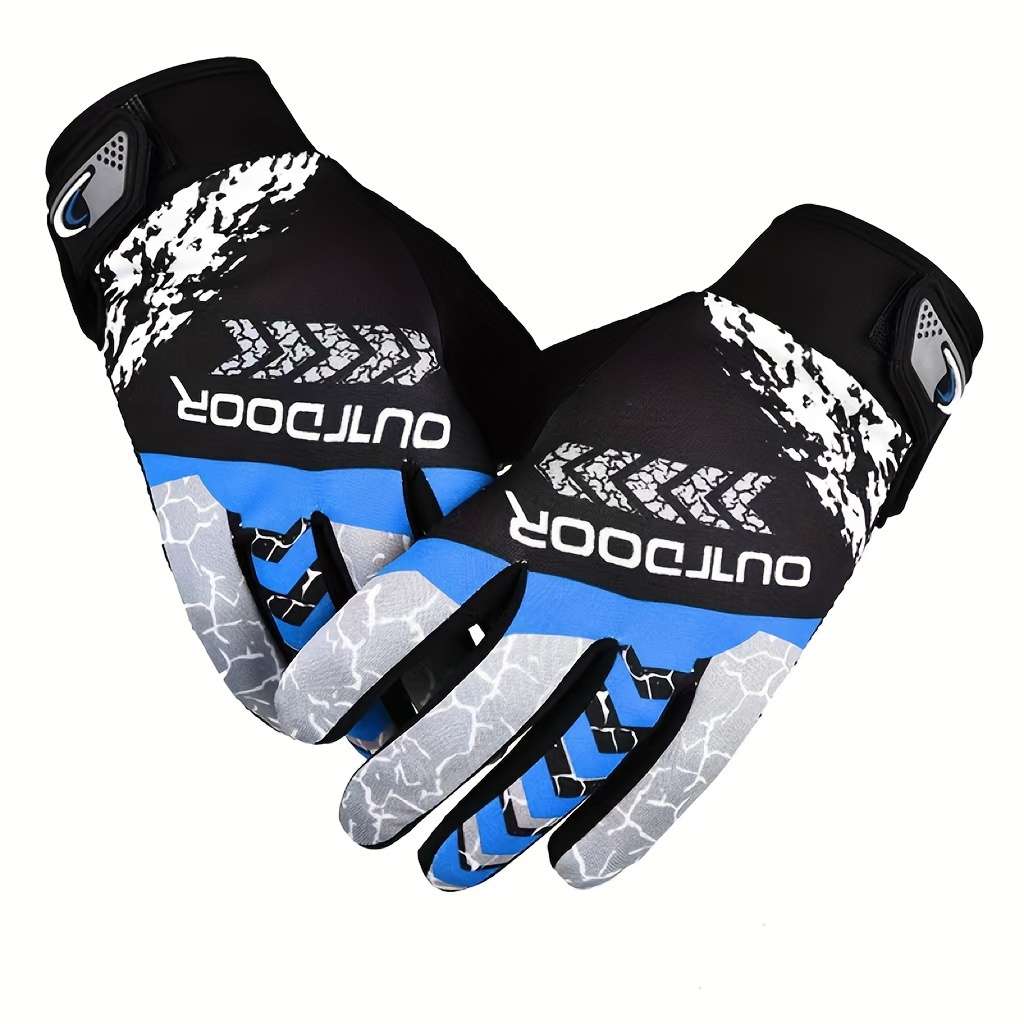 1 Pair Maple Leaf Blue One Size Outdoor Sports Gloves