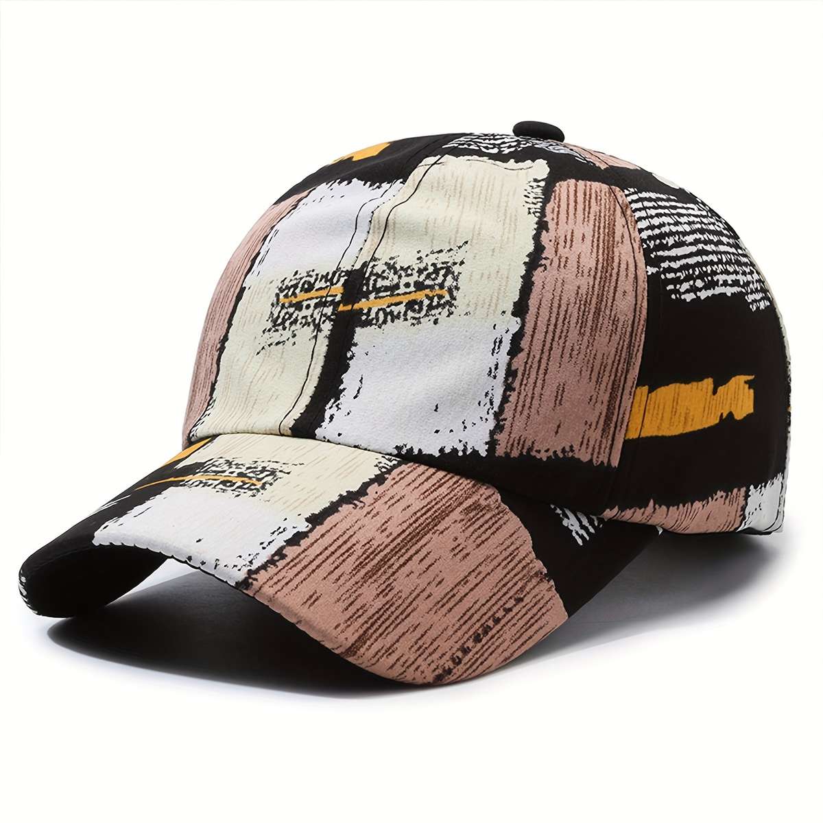 Color Block Graffiti Baseball Cap Trendy Printed Unisex Sports Hat Lightweight Adjustable Dad H