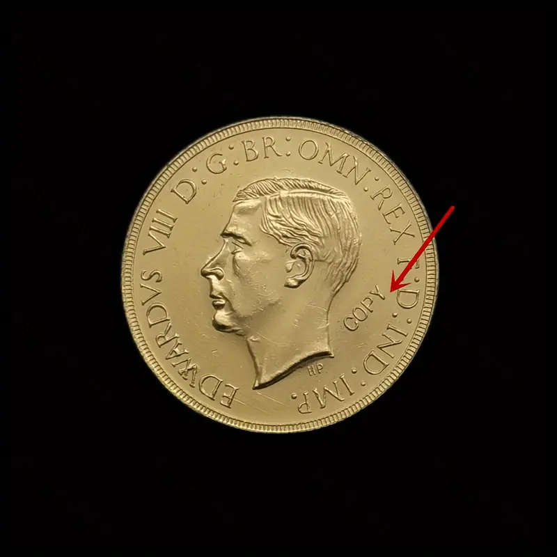 1937 UK Edward VIII Golden Replica Coin