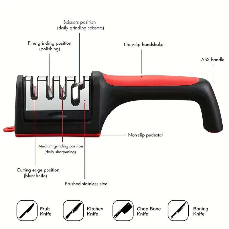 Knife Sharpener 4 Stages Professional Kitchen Knife Sharpening Stone Tungsten Diamond Ceramic