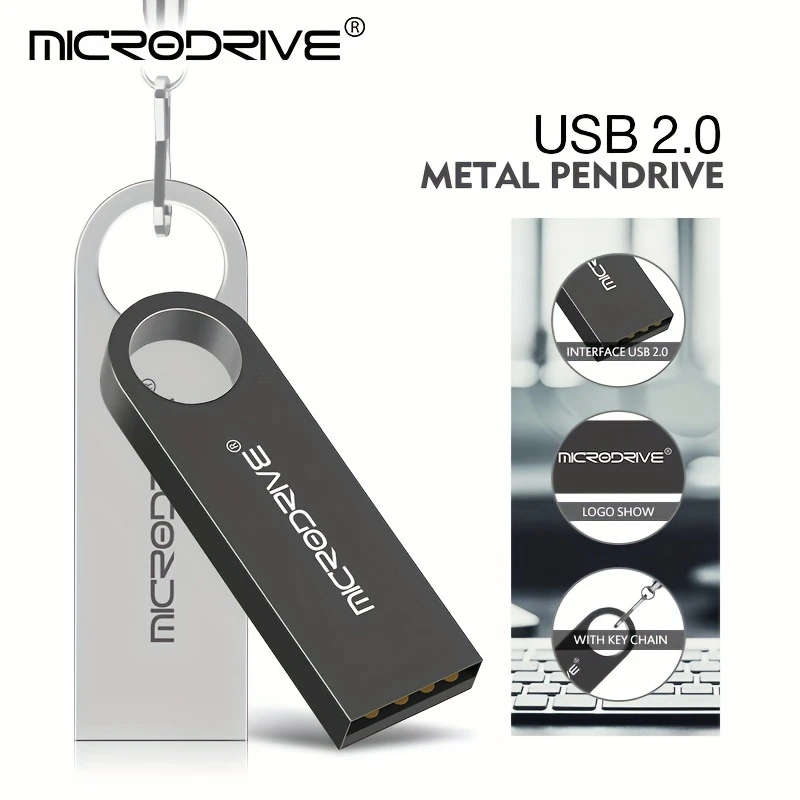 1pc High-Speed USB 2.0 Flash Drive 64GB Storage Options Portable USB Memory Stick with Key Ring