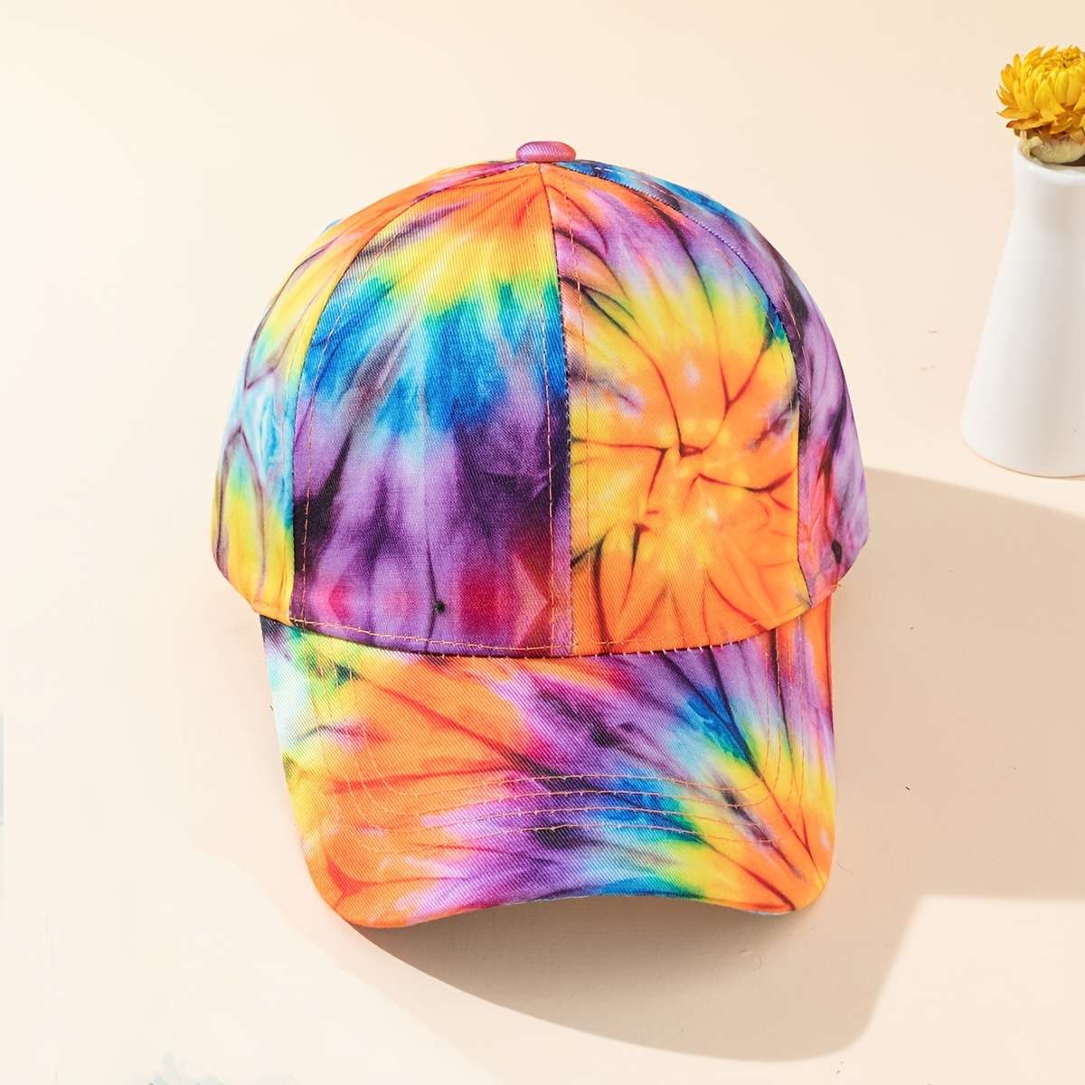 Tie-Dye Baseball Cap Vibrant Multicolor Adjustable Fit Lightweight Polyester Casual Outdo