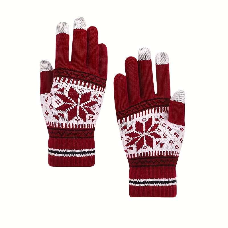 1 Pair Red Warm Gloves
