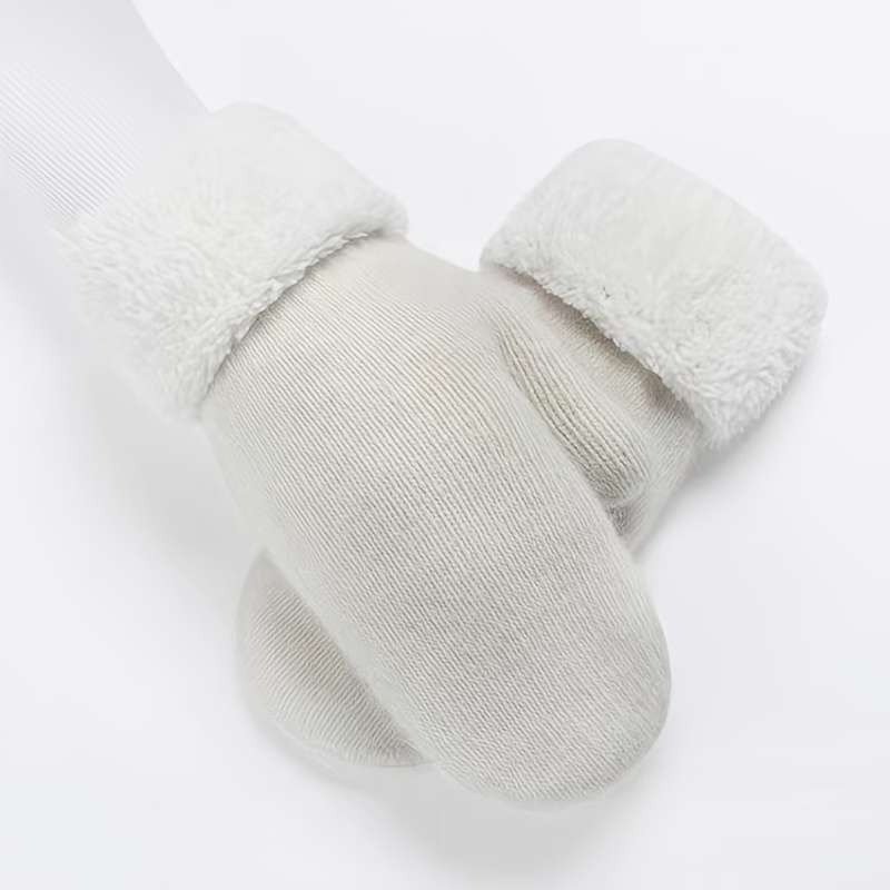 1 Pair White Warm Gloves
