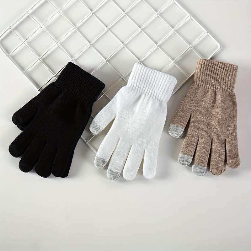 1 Pair Beige Yellow Warm Gloves