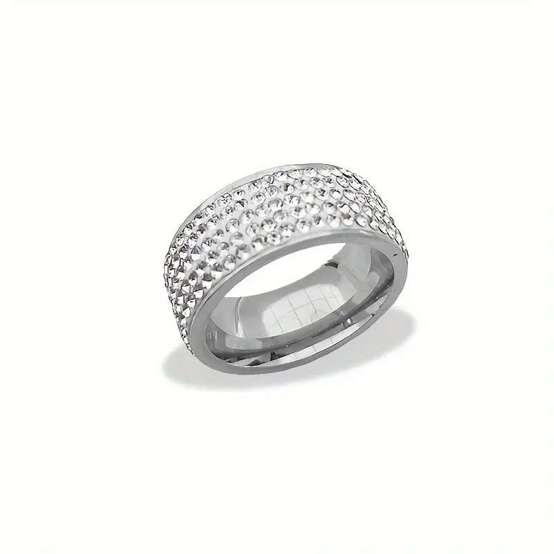 Titanium Ring Inlaid with Artificial Diamond