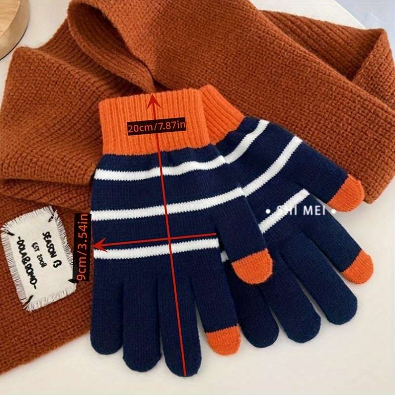 1 Pair Navy Blue Warm Gloves