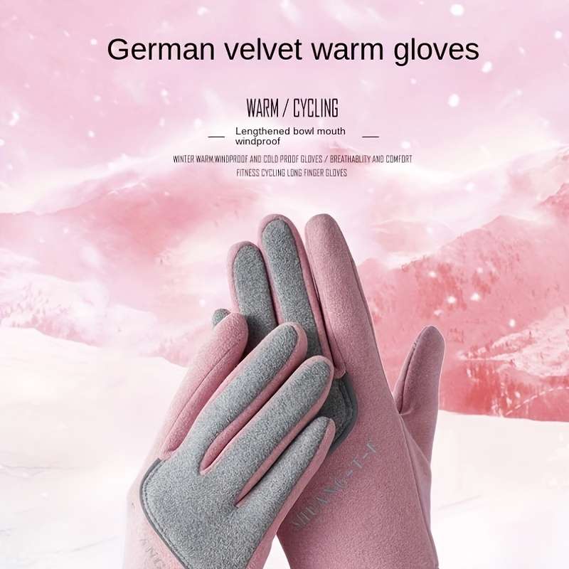 1 Pair Pink One Size Warm Gloves