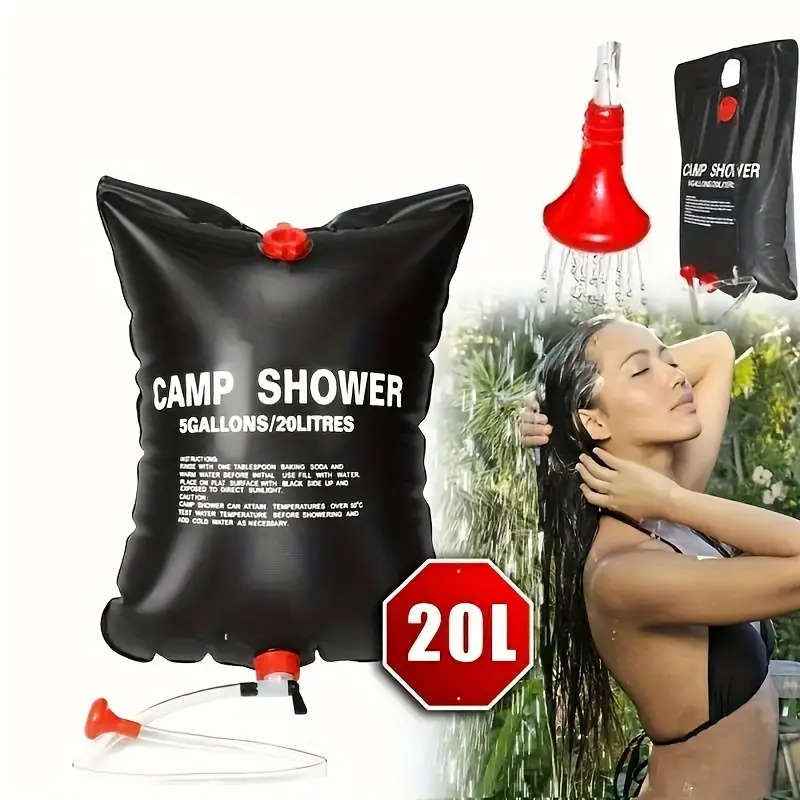 20L Portable Camping Shower Bag With Removable Hose On-off Switchable Shower Head Perfect