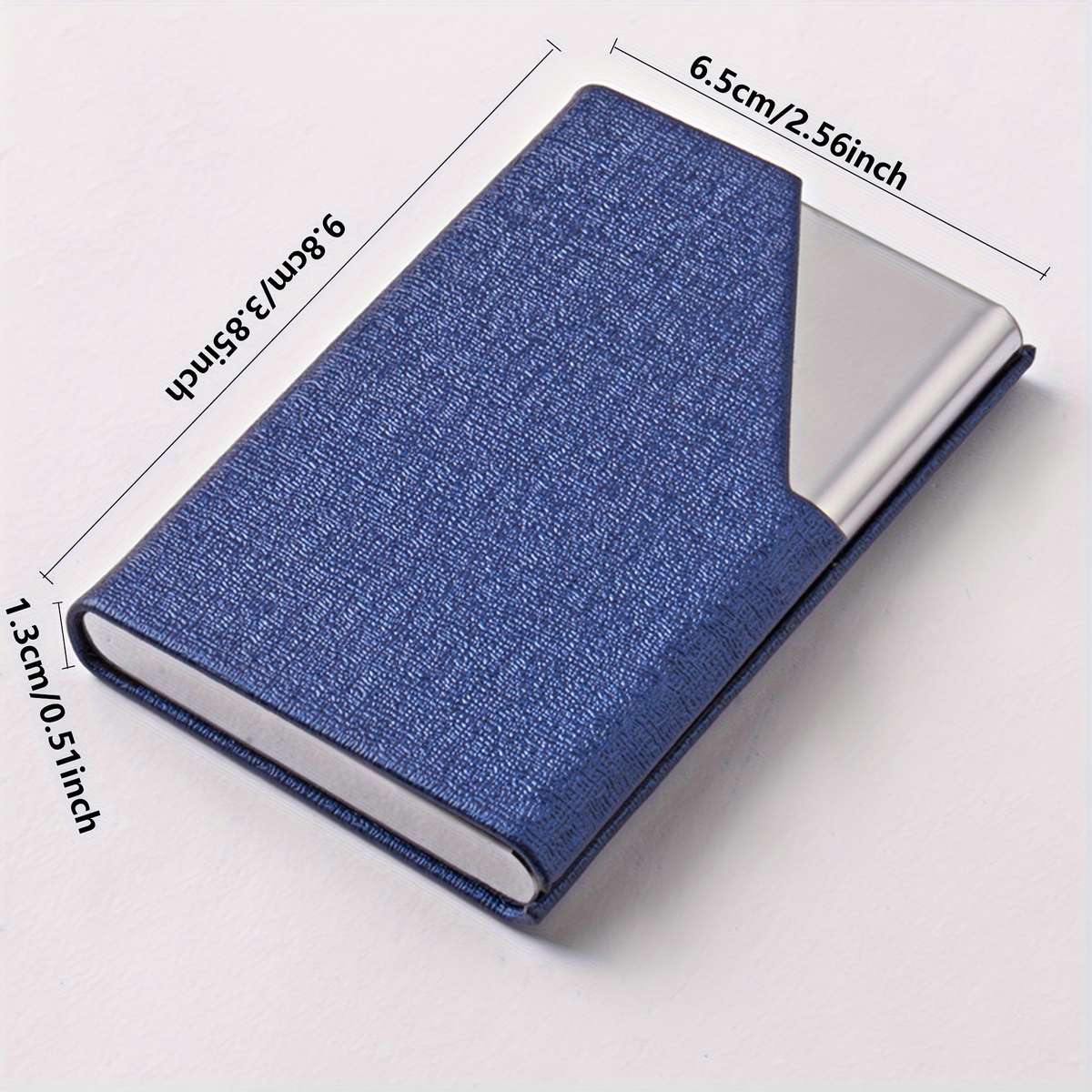 1pc Men's Business Card Holder Stainless Steel PU Leather Card Holder Slim Metal Pocket Card