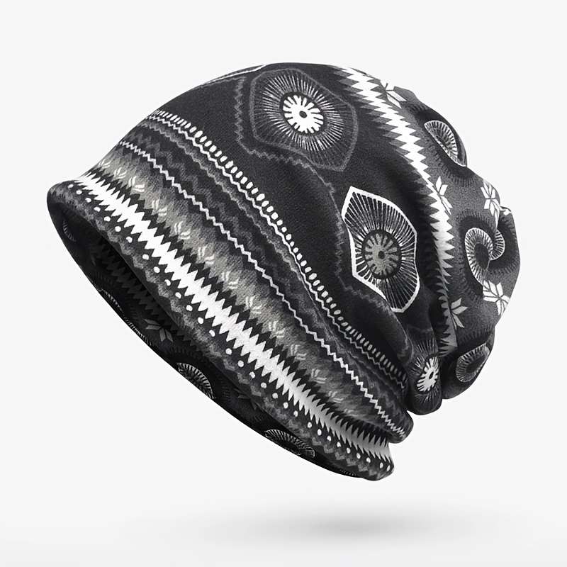 1pc Ethnic Style Beanies Pullover Hat Winter Cap Casual Skull Hat For Men Women Hip Hop Cap Ski Cap