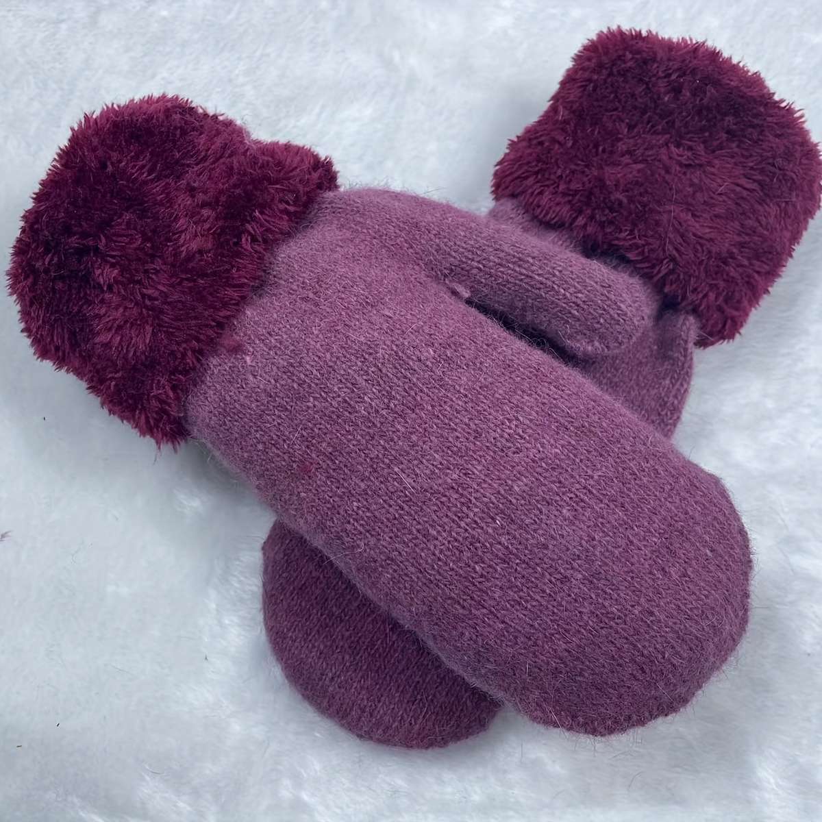 1 Pair White Warm Gloves