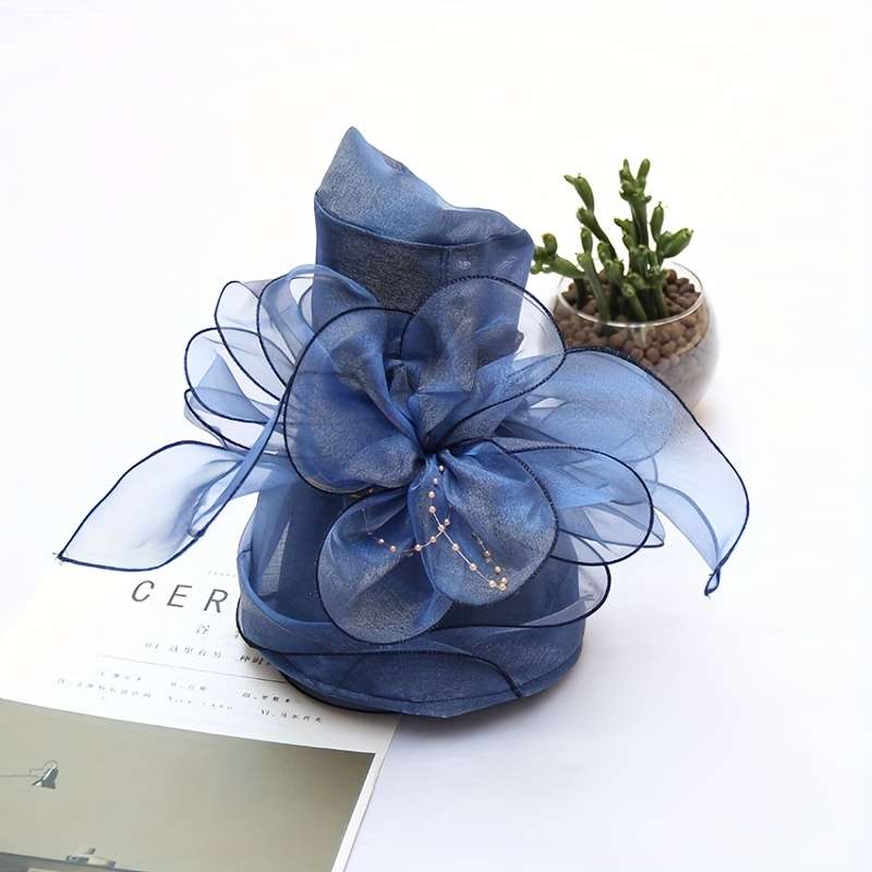 1pc Event Headwear Elegant Black Organza Sun Hat for Women with Vintage Floral Design Breathabl