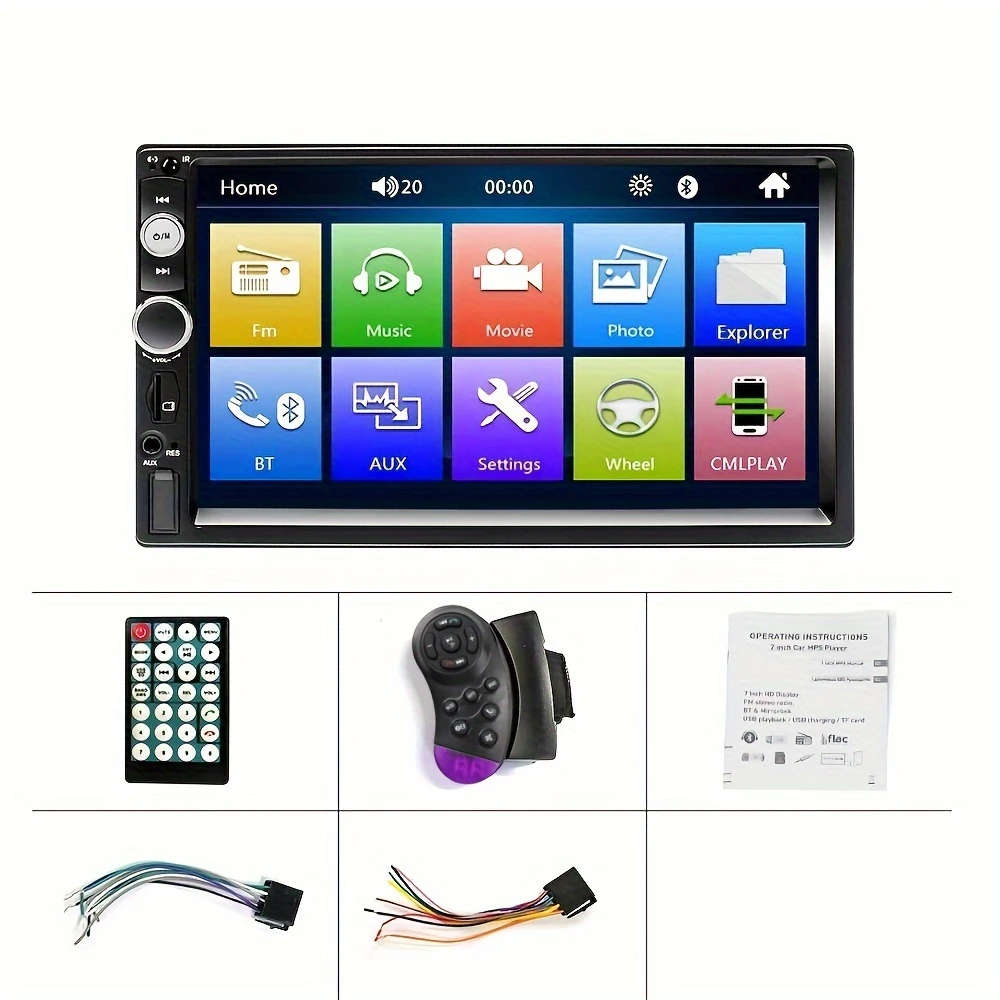 1pc 17.78 Cm HD Double Din Car Stereo Radio MP5 Player With Steering Wheel Remote Support Mirror