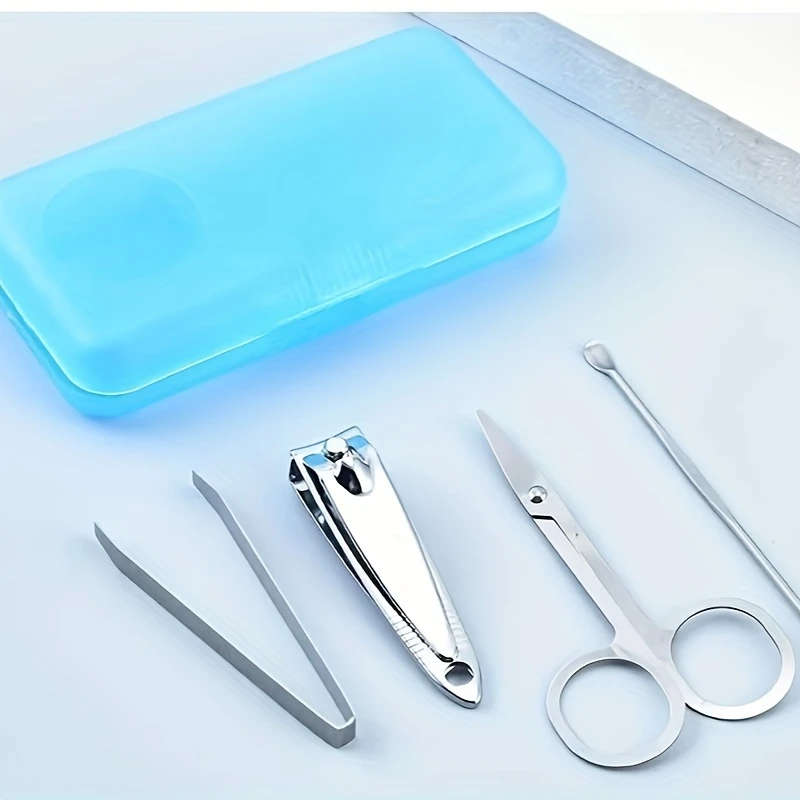4pcs Professional Nail Clipper Set Stainless Steel Straight Blade Modern Style Unscented Includes