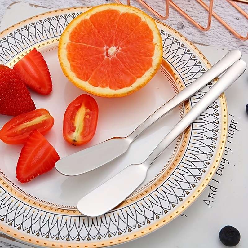 2pcs SHAON Stainless Steel Round-Head Butter Knives Rounded Edge Design for Safe Spreading J