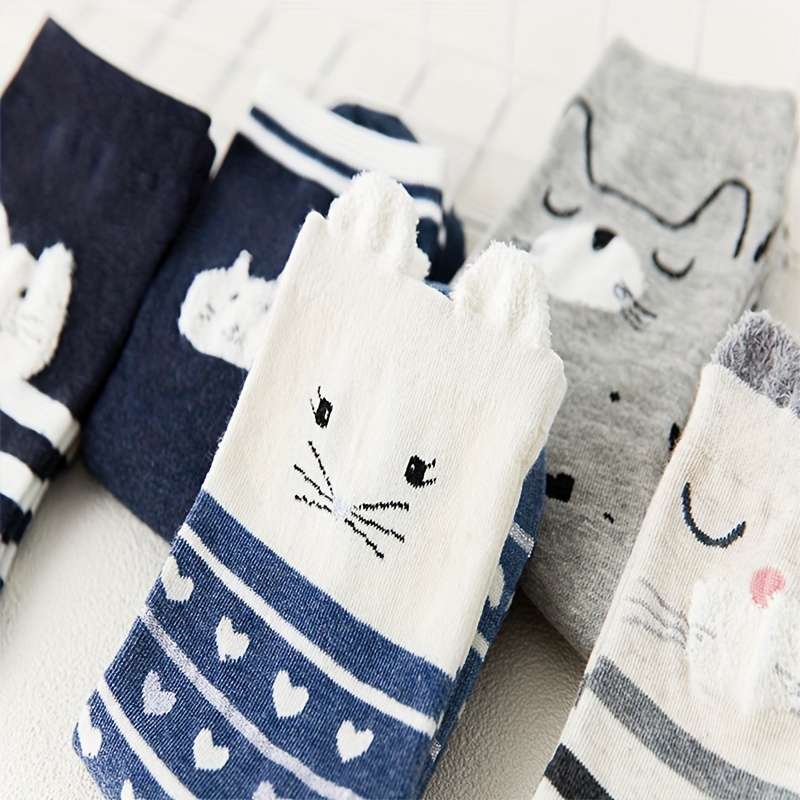 5 Pairs Cat Sock Us 5 8?? Uk 2.5 5??? Eu 35 38