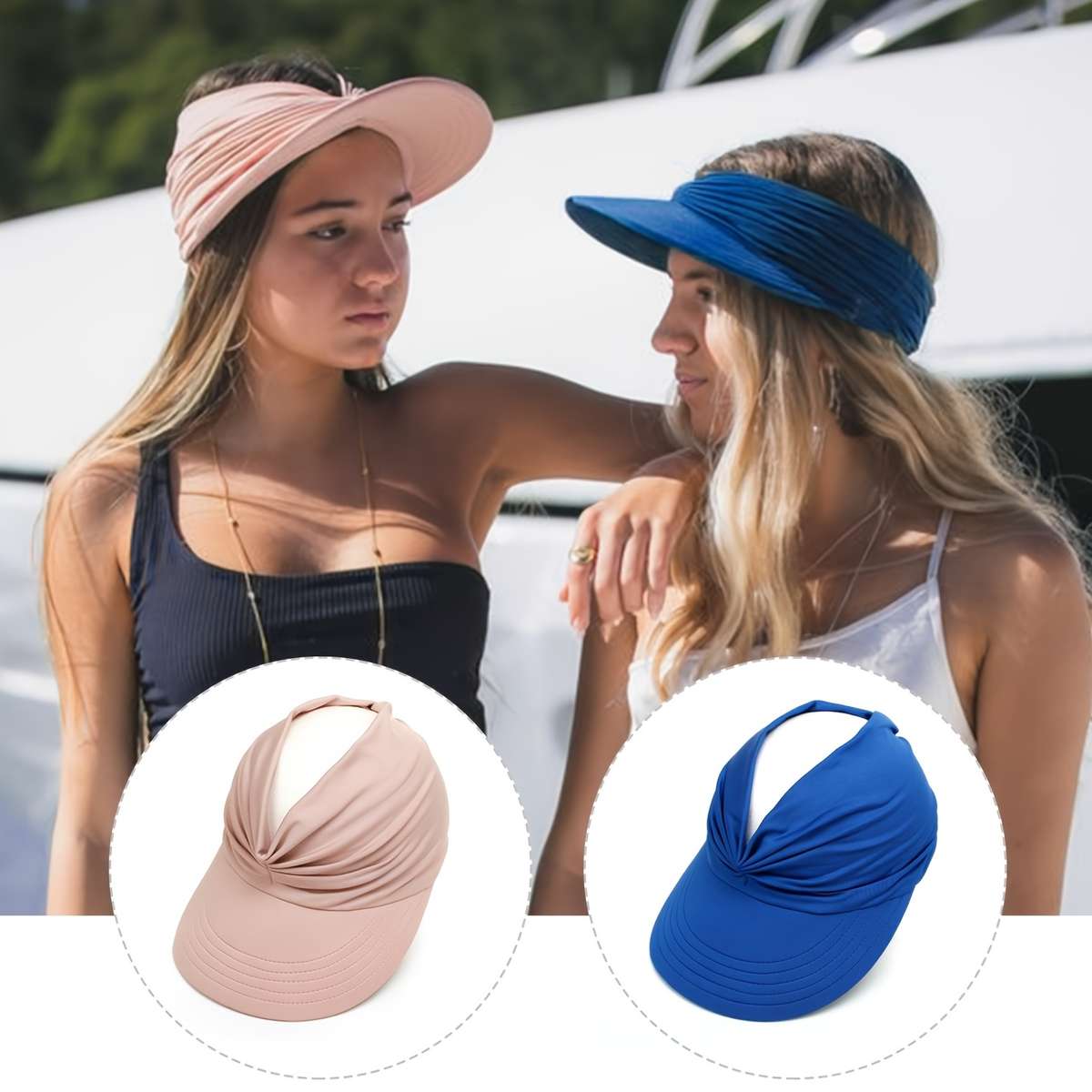 Sun Pleated Visor Hat Foldable Beach Picnic Hat with UV Protection
