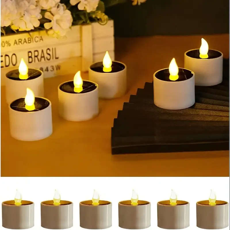 6pcs White Solar Candle Lights