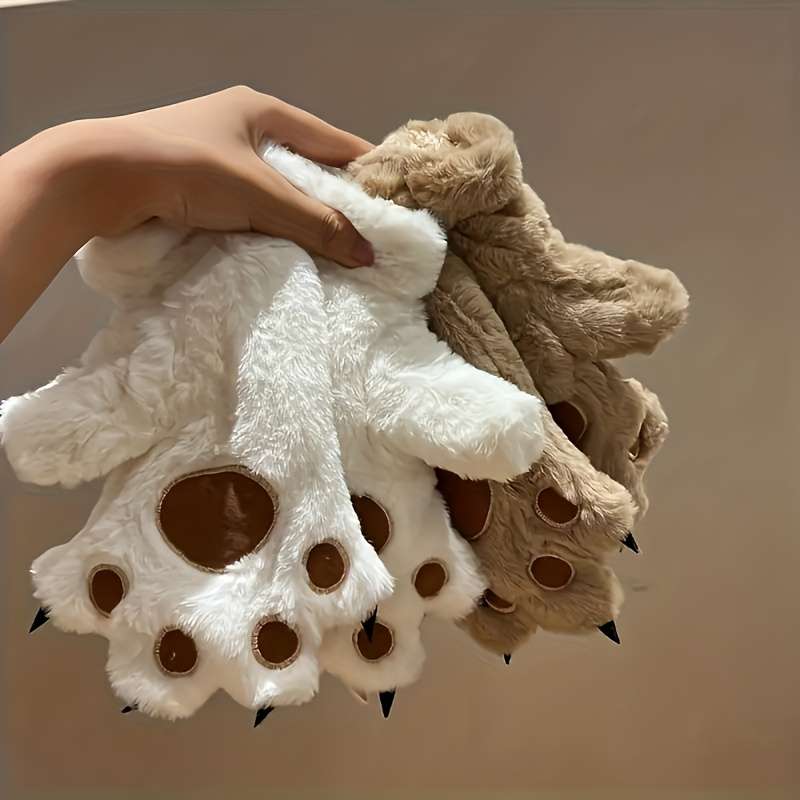 1 Pair Khaki Warm Gloves