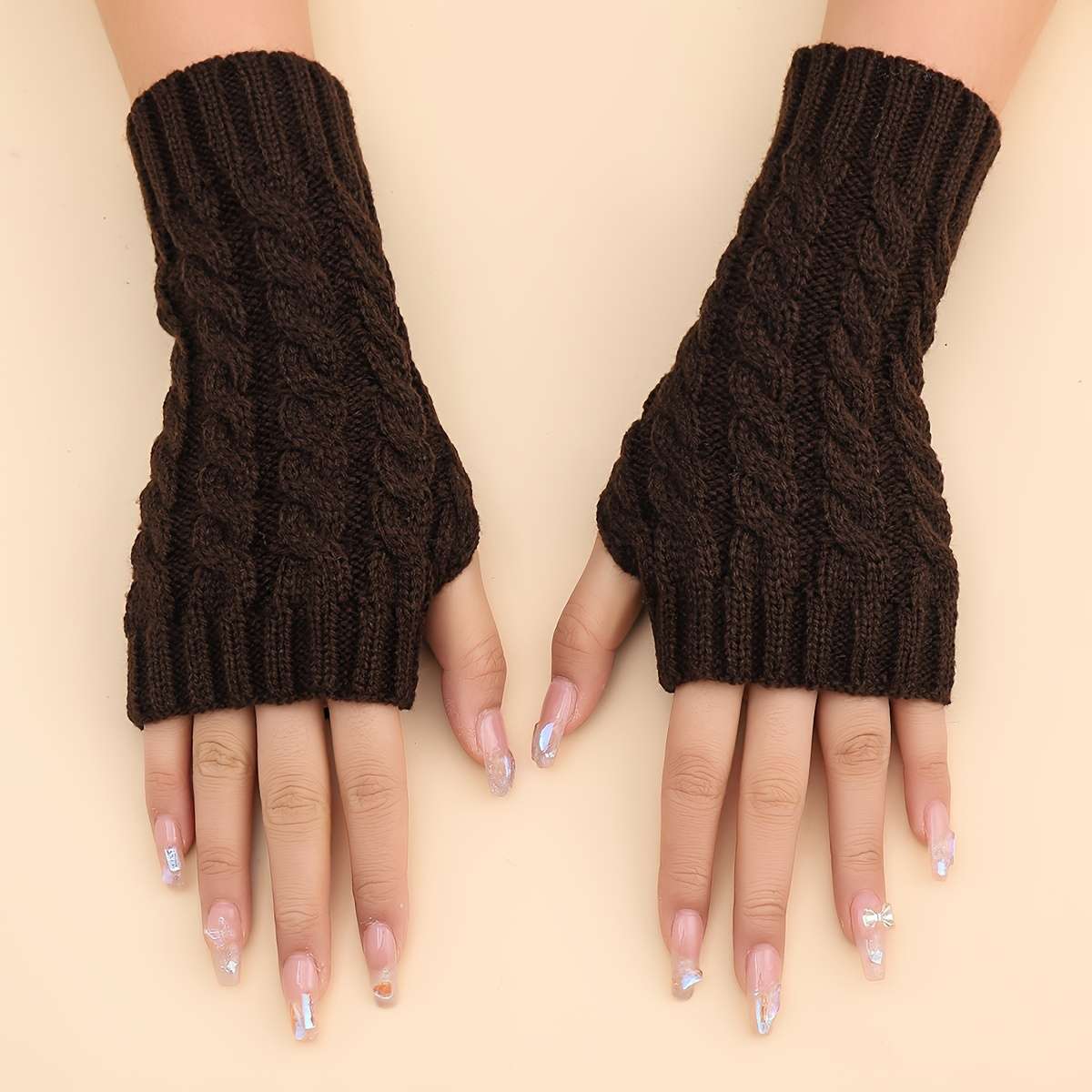 1 Pair Dark Gray Stretchy Half Finger Gloves