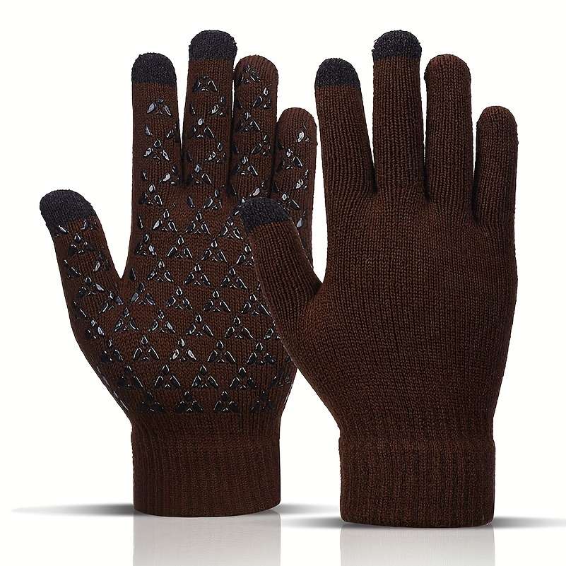 1 Pair Brown Warm Gloves
