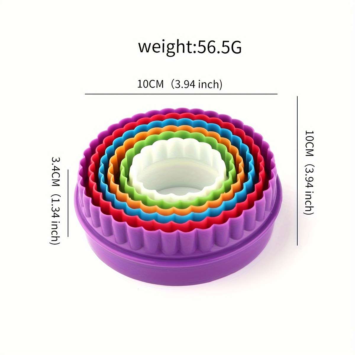 6pcs Round Colorful Plastic Cookie Molds Cookie Cake Molds Bread Cake Mousse Shaping Tools Em