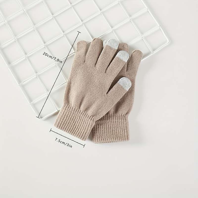 1 Pair Beige Yellow Warm Gloves