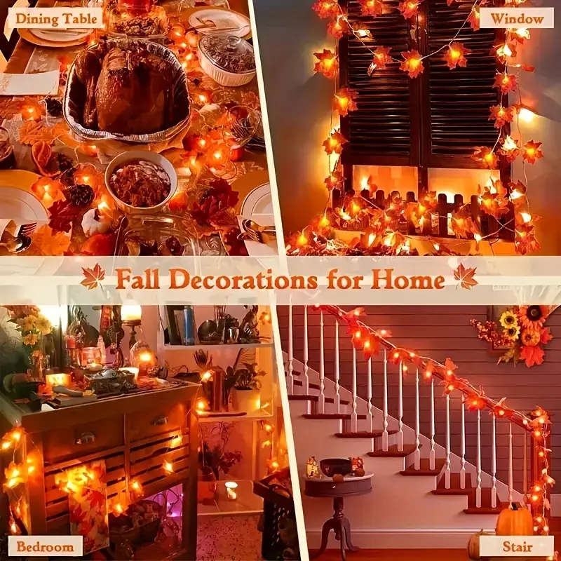 1 Pack Of 20 Led Red Maple Leaf String Lights 3M