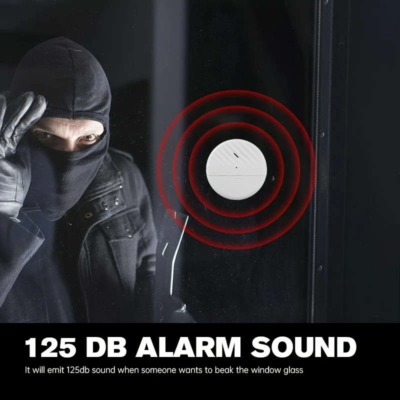 Vibration Alarm Sensor 125Db Glass Breakage Anti Theft Security Easy Installation Earthquake War